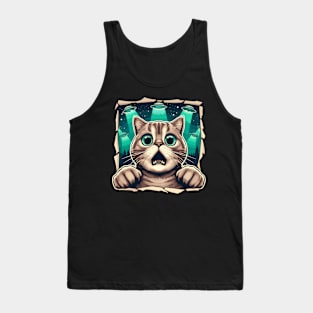 Funny Cat Selfie With UFOs Behind Tank Top